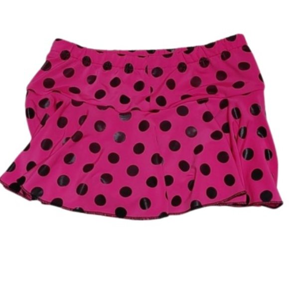 Hot pink and black figure skating cheer or dance stretch layered skirt - Picture 1 of 12